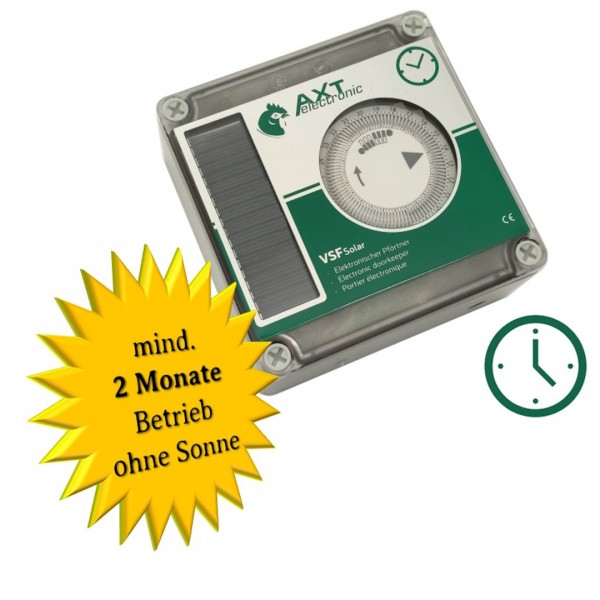 VSF – Automatische Hühnerklappe mit Solarbetrieb - integrierte Zeitschaltuhr, reine Zeitsteuerung